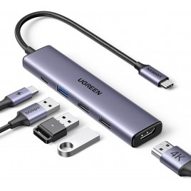 DOCK STATION Hub USB C HDMI 4K Adattatore USB C a USB 5 in 1 con PD 100W Carica Docking Station Compatibile con MacBook Pro Air