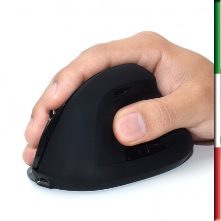 Mouse Verticale Ottico Ergonomico  Sensor: High precision sensor 800-1200-1600 ( 3 levels )Wireless 2.4GHz USB Nano-receiver- B